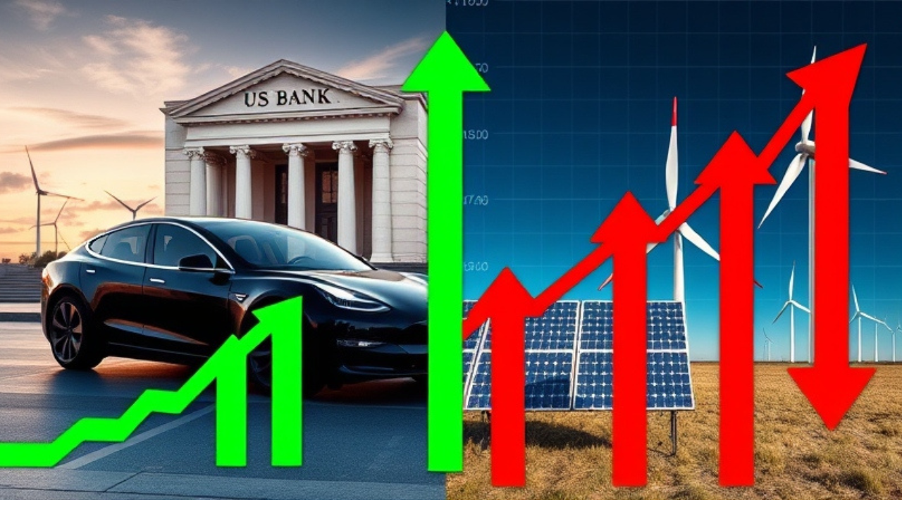 Tesla and US bank stocks jump in post-election trades as renewables slump